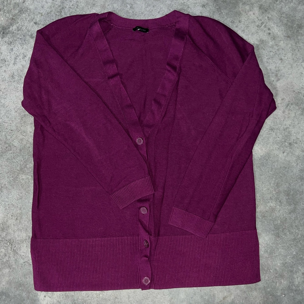 Talbots Plum Button-Front Cardigan Sweater‎